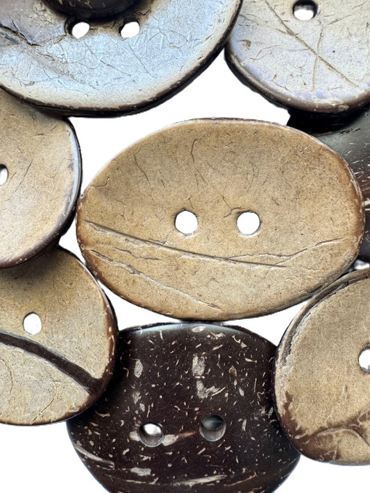 Extra Large Oval Wooden Buttons - Coconut Shell - Wood Button (SHEL-K009-03)