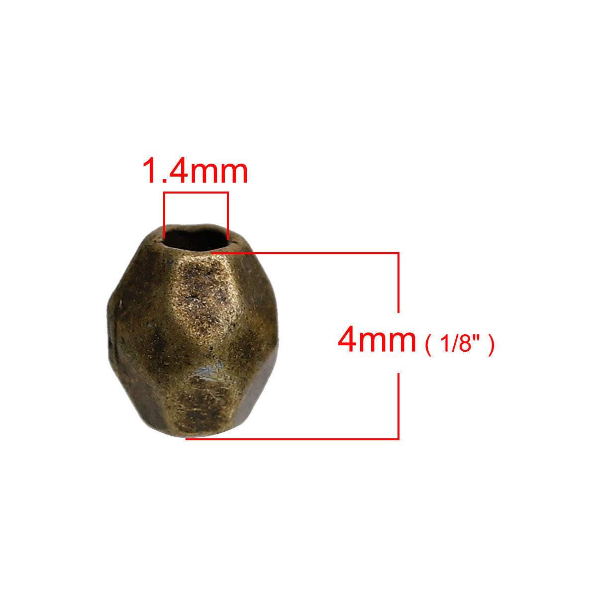200 Bronze Faceted Spacer Beads 4mm (1/8") x 3mm (1/8"), Hole: Approx 1.4mm (29ABNR)