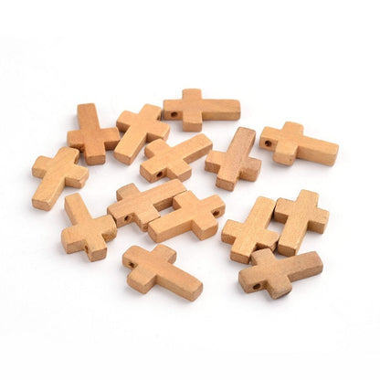 Wood Cross Pendant, Brown Wood Cross, Easter Crafts, Small Wood Cross, Pendant, 22mm x 15mm Hole: 2.5mm  (WOOD-S029-LF)