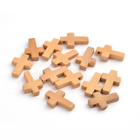 Wood Cross Pendant, Brown Wood Cross, Easter Crafts, Small Wood Cross, Pendant, 22mm x 15mm Hole: 2.5mm  (WOOD-S029-LF)