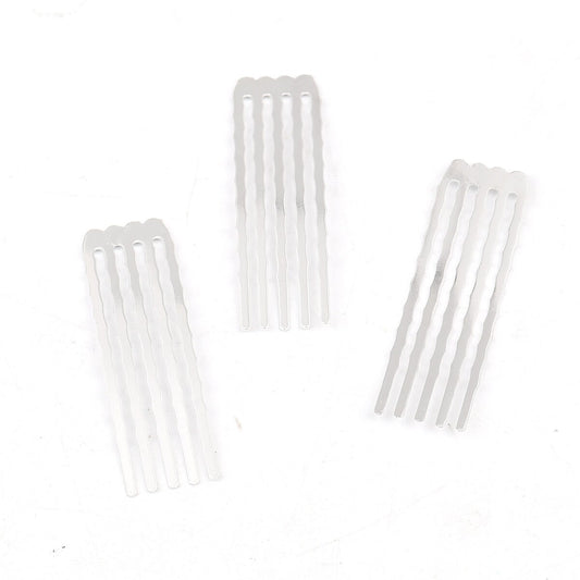 Silver Plated Hair Combs - Nickel Free - Lead Free - Wedding Bridal Comb - 49mm x 15mm (1 7/8" x 5/8") - Hair Clip Accessories  (0116215)