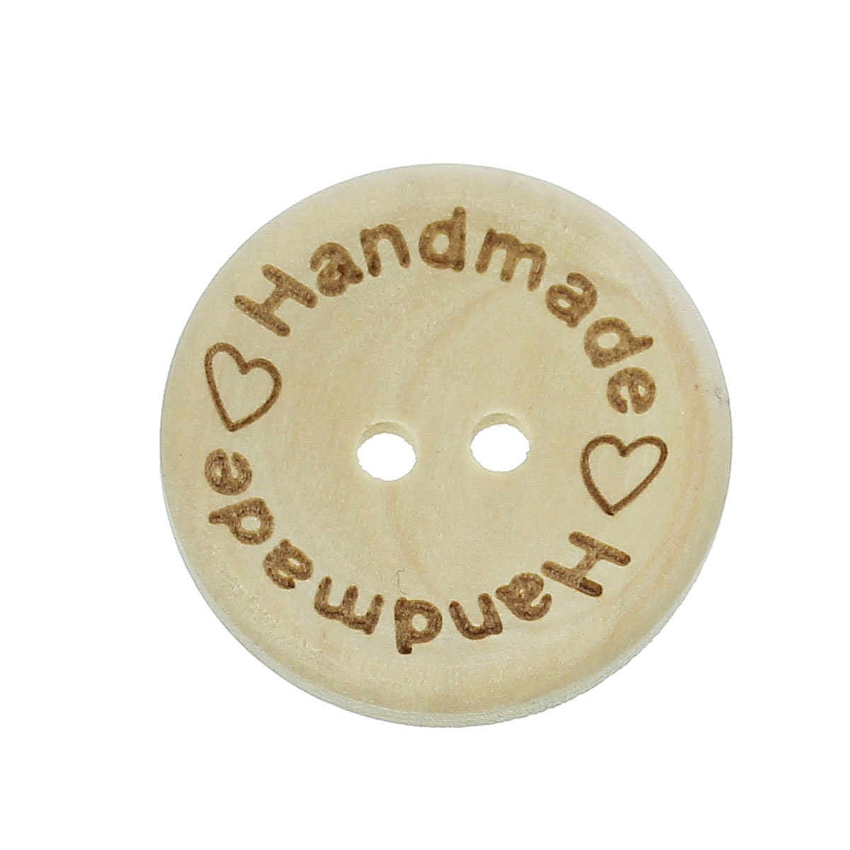 5 Natural "Handmade" Wooden Button - 25mm - 1 inch -  2 hole - Wood Buttons