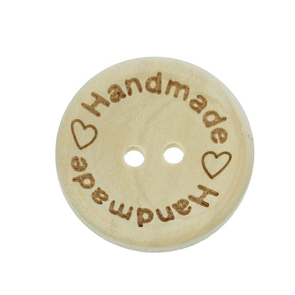 5 Natural "Handmade" Wooden Button - 25mm - 1 inch -  2 hole - Wood Buttons