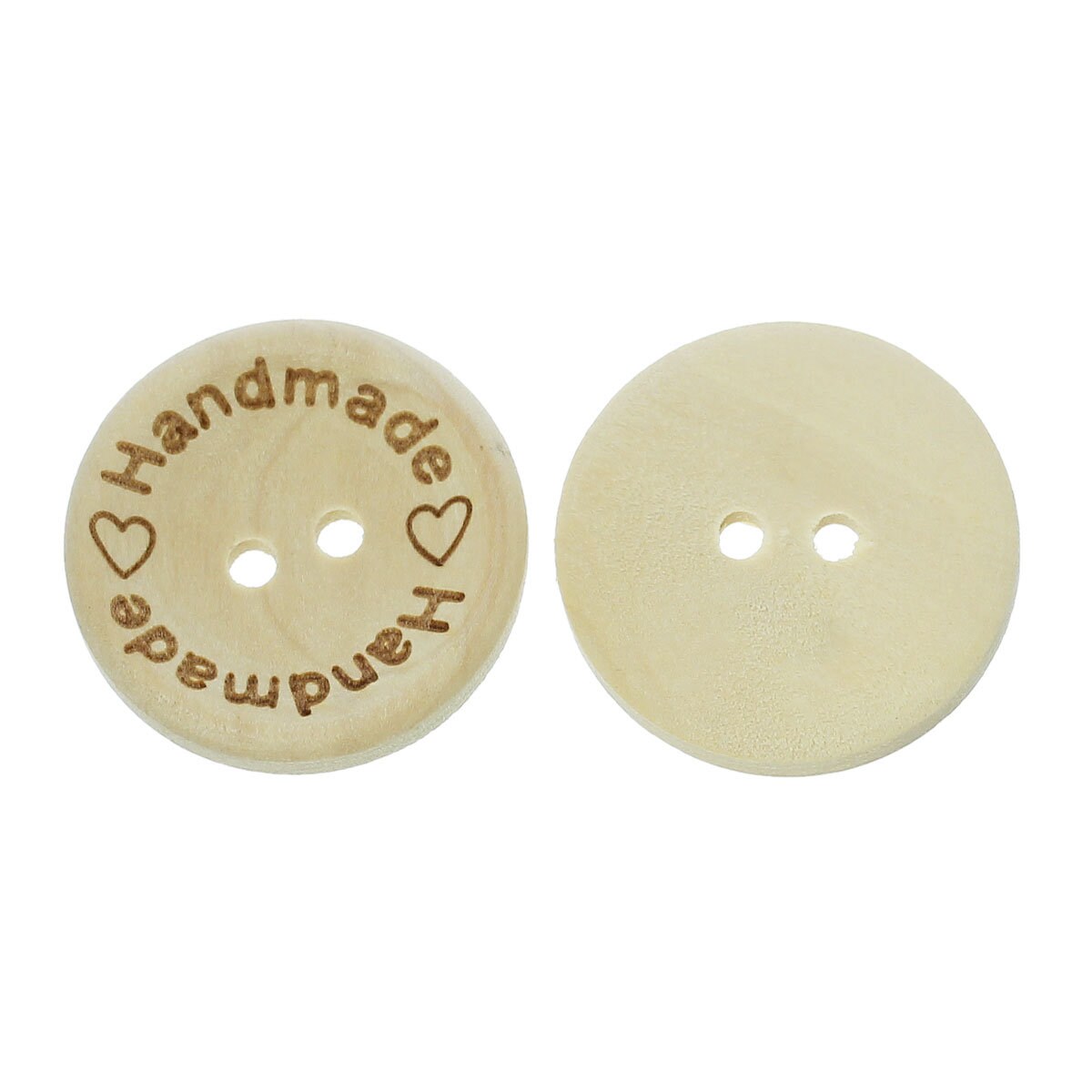 5 Natural "Handmade" Wooden Button - 25mm - 1 inch -  2 hole - Wood Buttons