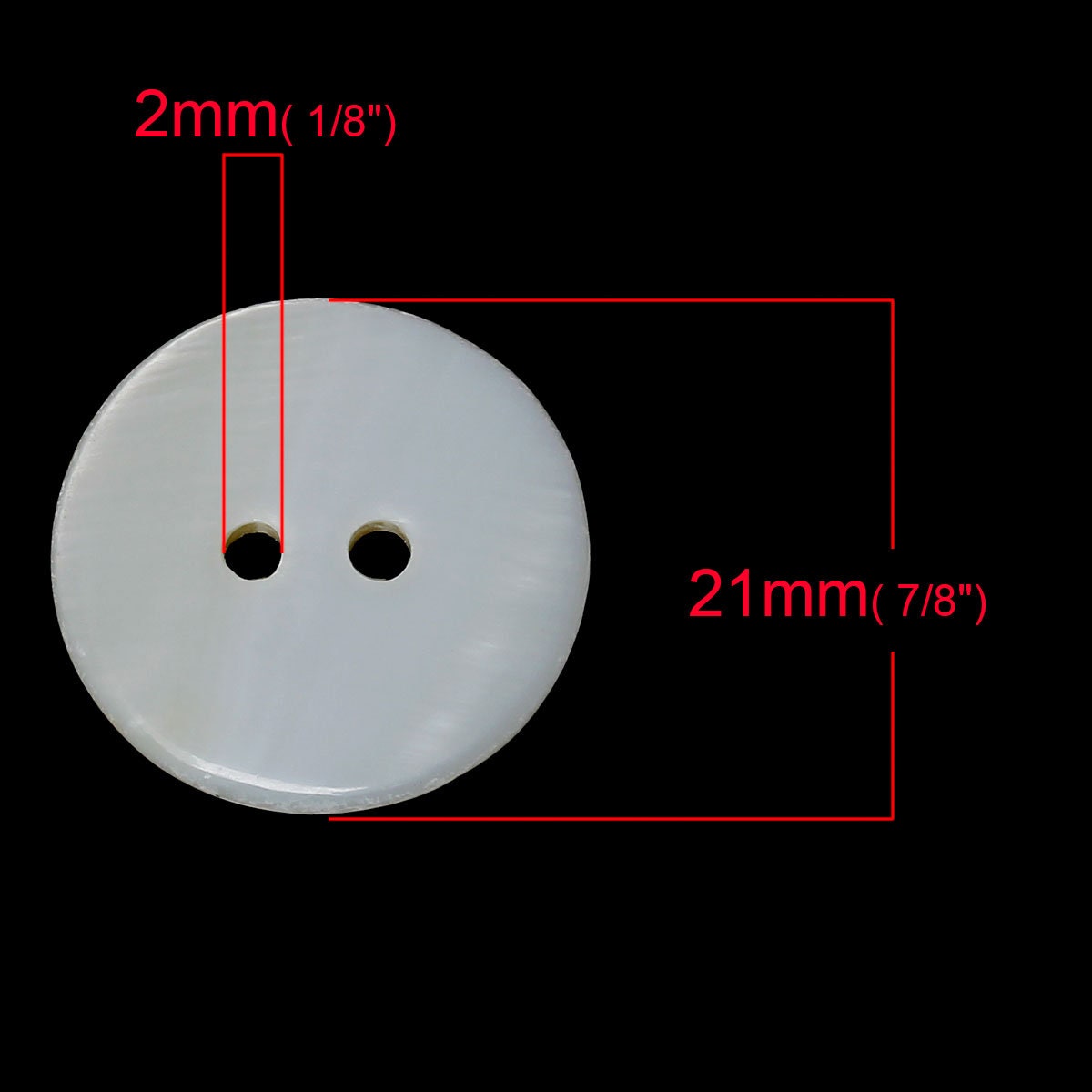 Shell Button - White - 2 Holes - 21 mm -  Shell  Buttons Sewing Scrap booking (67084)