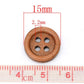 150 Medium Brown Wooden Buttons - 15mm - 4 Hole - Wood Button (B10382)