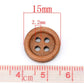 50 Medium Brown Wooden Buttons - 15mm - 4 Hole - Wood Button (B10382)