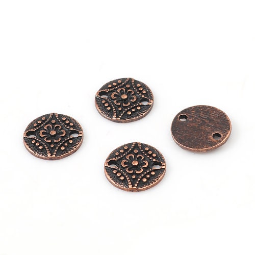 Copper Connector Charm - Antique Copper Charm - Tribal Connector - 11mm  (B0135614)