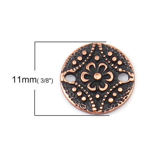 Copper Connector Charm - Antique Copper Charm - Tribal Connector - 11mm  (B0135614)