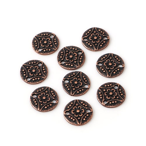 Copper Connector Charm - Antique Copper Charm - Tribal Connector - 11mm  (B0135614)