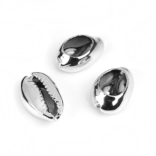 Silver Plated Conch Cowrie Shells - 23mm x 15mm (7/8" x 5/8") - 18mm x 11mm (3/4" x 3/8") (B0106771)