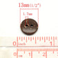 Small Coconut Shell Wooden Buttons - 13mm (1/2 inch) - Wood Buttons - Recycled Coconut Wood (18434)