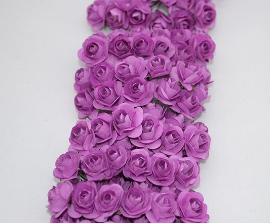 Lavender - Light Purple Mini Paper Flowers - 15mm - Small Paper Roses - Tiny Paper Roses with Stems