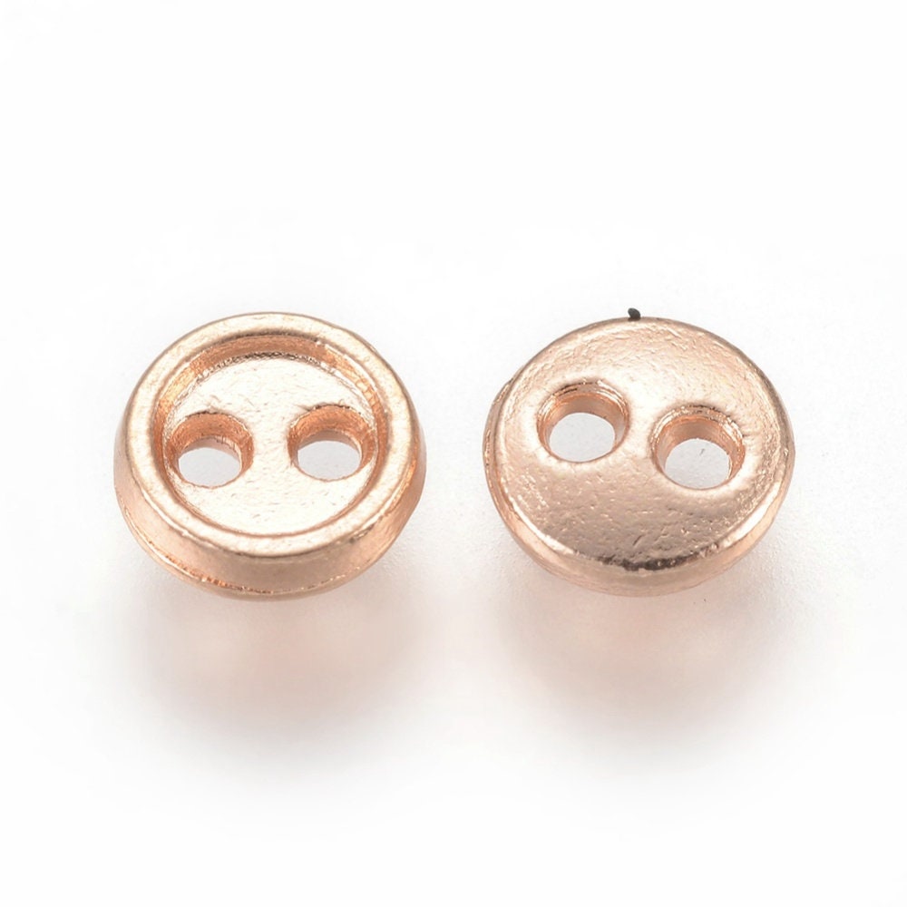Gold Finish Metal Mini Buttons - 5mm x 1mm - 2 Hole (1RG)