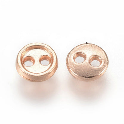 Gold Finish Metal Mini Buttons - 5mm x 1mm - 2 Hole (1RG)