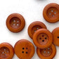 Reddish Brown Wooden Buttons - 25mm (1 inch) - 4 Holes - Round Sewing Wood Buttons 25mm (1") (21317-rd)