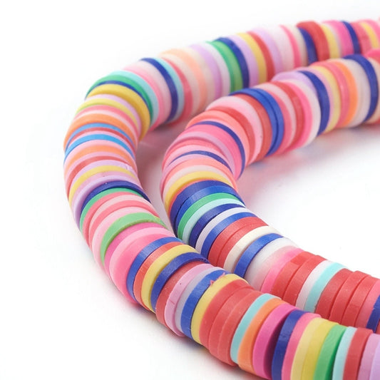 Heishi Beads 8mm (One Strand 380 - 400 Beads) - Polymer Clay Bead - Mixed Color - Fimo Bead - African Beads (M18)