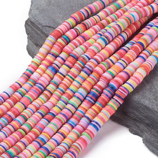 Heishi Beads 8mm (One Strand 380 - 400 Beads) - Polymer Clay Bead - Mixed Color - Fimo Bead - African Beads (M18)