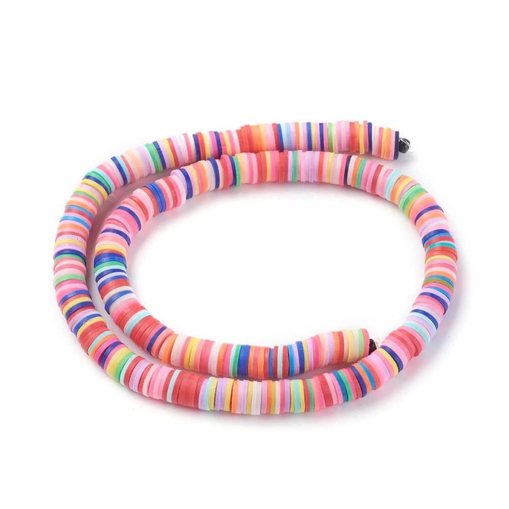 Heishi Beads 8mm (One Strand 380 - 400 Beads) - Polymer Clay Bead - Mixed Color - Fimo Bead - African Beads (M18)