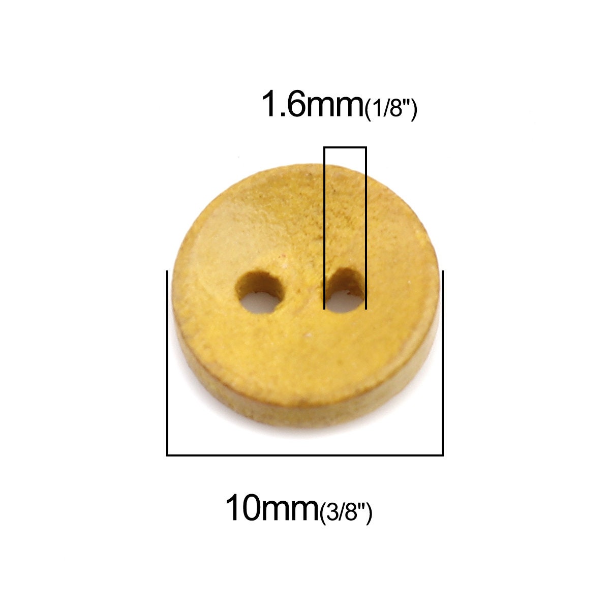 Wooden Mini Buttons - 10mm -  Mixed Colors - 2 Hole - Mixed Color Wood Button (690)
