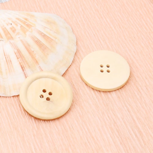 Extra Large Natural Wooden Button - 5cm - 2 inch - 4 hole - Wood Buttons (369)