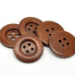 Large Brown Wooden Button - 35mm - 1 3/8 inch - 4 hole - Wood Buttons (18934)