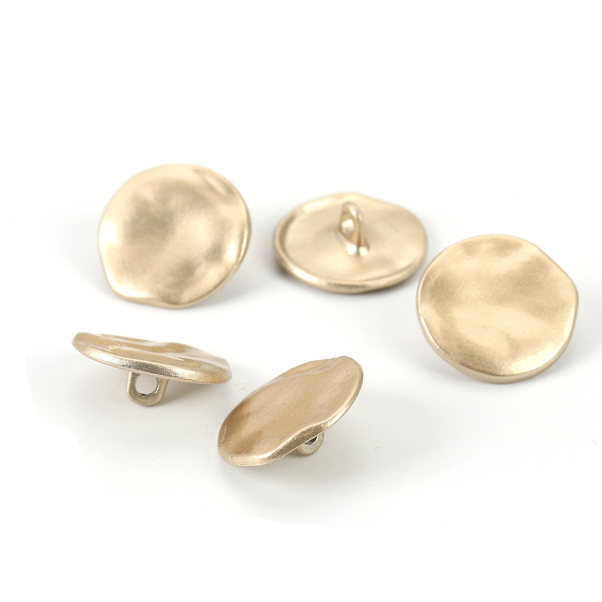 10 Bronze, Silver, or Gold Metal Shank Buttons - 18mm - Hammered Design - Lead and Nickel Safe (001-003-004)