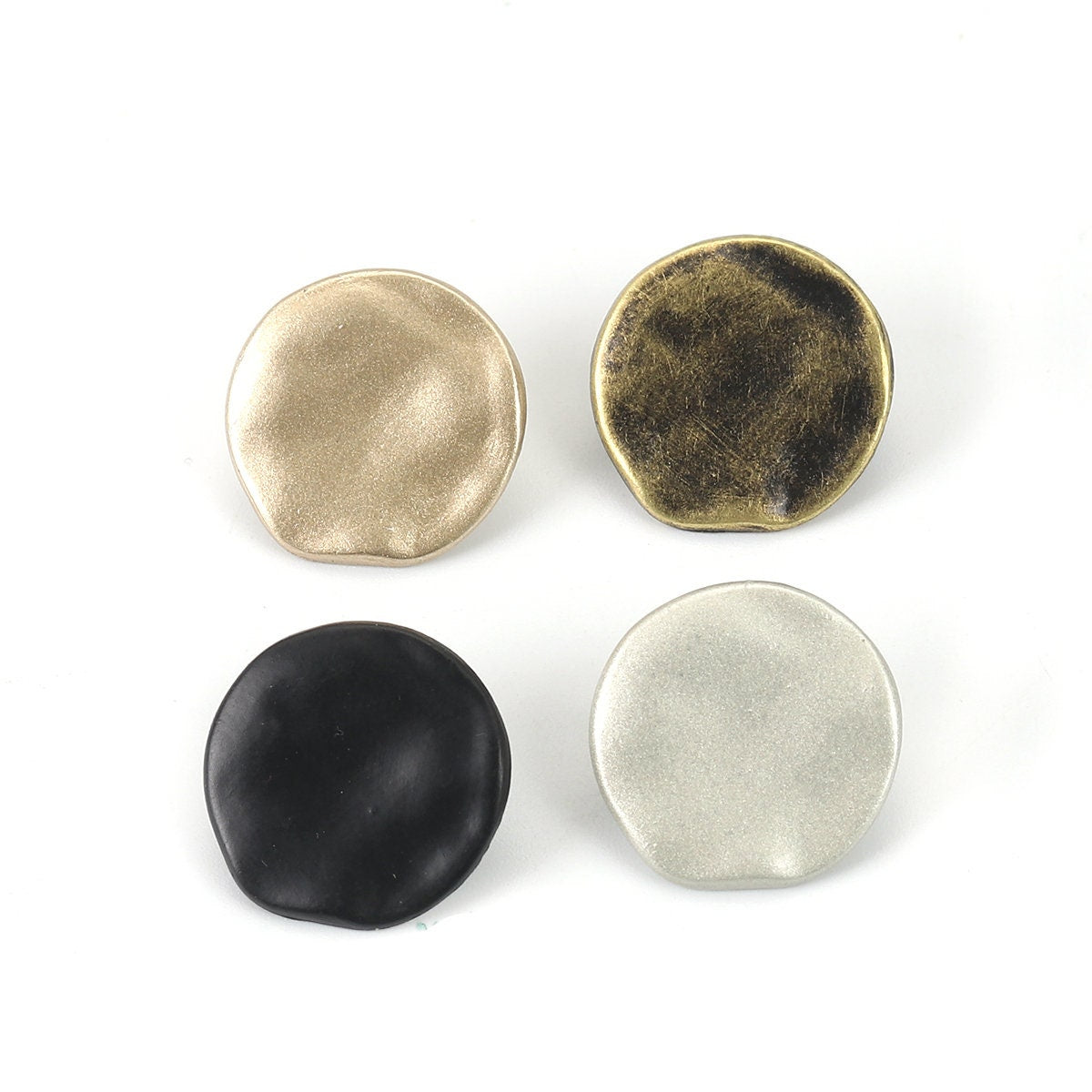 10 Bronze, Silver, or Gold Metal Shank Buttons - 18mm - Hammered Design - Lead and Nickel Safe (001-003-004)