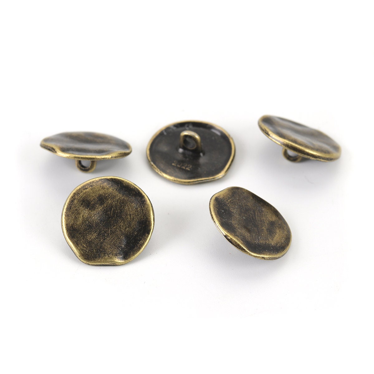 10 Bronze, Silver, or Gold Metal Shank Buttons - 18mm - Hammered Design - Lead and Nickel Safe (001-003-004)