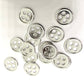 Silver Buttons Round - Shiny Silver - 4 Holes - 20mm - Metal Sewing Button - Lead Nickel Cadmium Safe (003S-RS)
