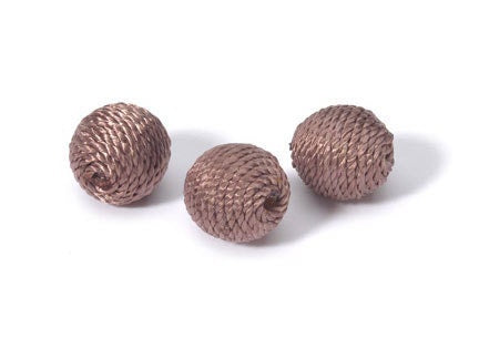 2 Brown Silk Wrapped Beads - 20mm
