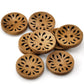 Brown Coffee Carved Wooden Buttons - 23mm (Approx. 1 inch) - 2 Hole - Brown Wood Button (B21510)