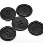Black Wooden Buttons - 30mm (approx. 1 1/8" Inch)  - Rim - 4 Hole - Wood Button  (b19500)
