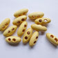 6 Toggle Wooden Buttons - Light Natural Finish - 21mm X 8mm7/8'' X 3/8'')