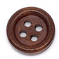 50 Dark Brown Wooden Buttons - 15mm - 4 Hole - Wood Button (b10383)