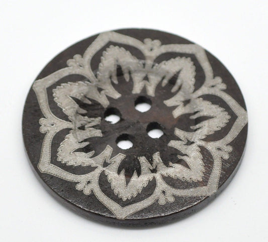Extra Large Wooden Button - 2 3/8 inch - 6cm - Wood Buttons - Decorative Flower  (19218)