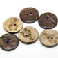 5 Large Wooden Buttons - 1 inch - 28mm - Wood Buttons - Leaf Pattern - Coconut Wood (B19208)
