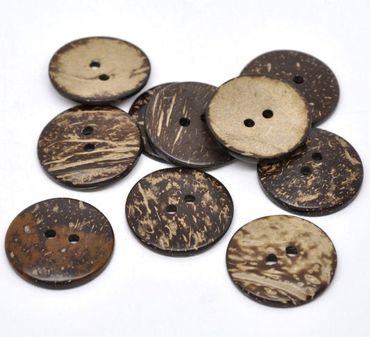 5 Large Wooden Buttons - 1.5 inch - 38mm - Wood Buttons -  Coconut Wood  B13837