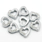 10 Rhinestone Heart Slider Bead Connector - Silver Finish - Crystal Rhinestone - 12mm (4/8"x 4/8")