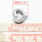10 Rhinestone Heart Slider Bead Connector - Silver Finish - Crystal Rhinestone - 12mm (4/8"x 4/8")