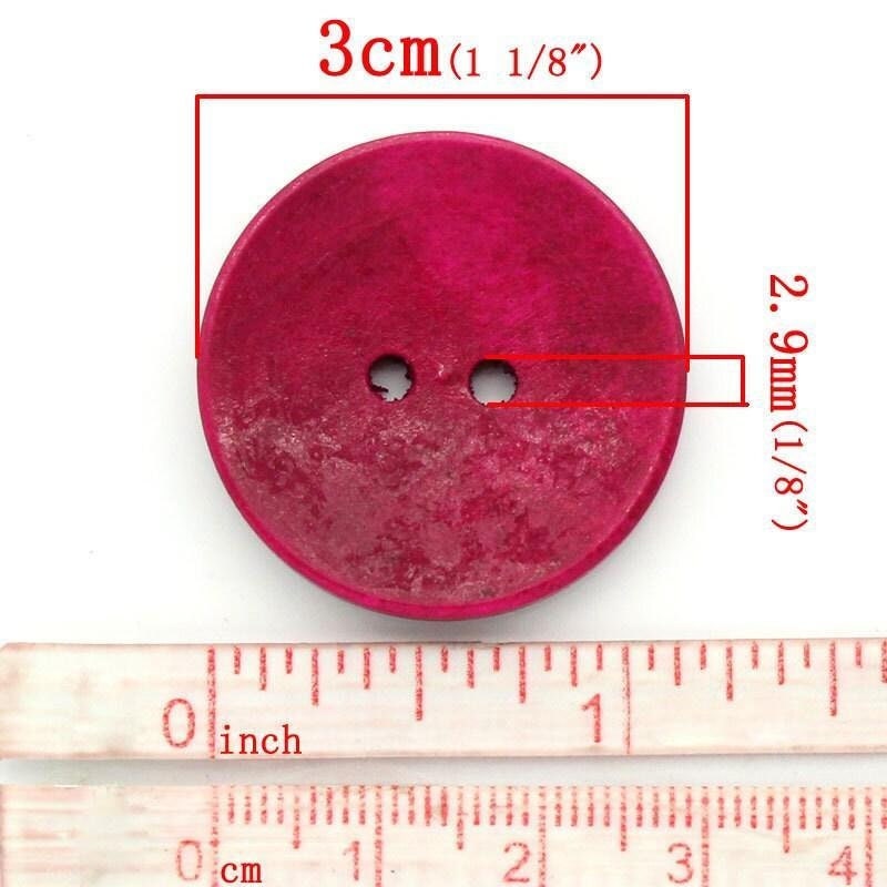 50 Large Mixed Color Wooden Buttons - 30mm (1 1/8 Inch) -  Mixed Colors - 2 Hole - Mixed Wood Button (23789)