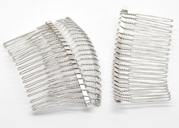 5 Silver Hair Combs - Nickel Free - Lead Free - Wedding Bridal Comb - 78mm x 38mm (3 inch x 1.5 inch) - Hair Clip Accessories  (17122)