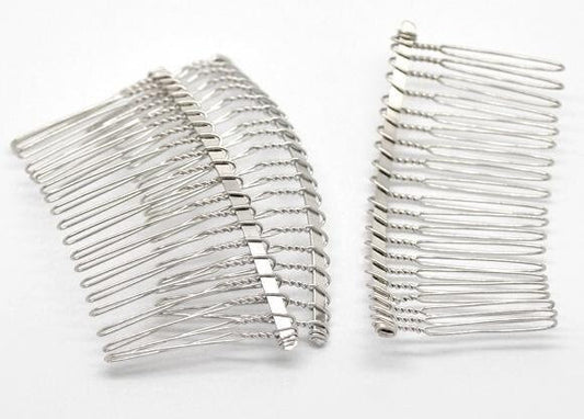 5 Silver Hair Combs - Nickel Free - Lead Free - Wedding Bridal Comb - 78mm x 38mm (3 inch x 1.5 inch) - Hair Clip Accessories  (17122)