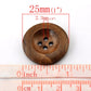 10 Brown Wooden Buttons - 25mm (1 inch) - 4 Holes -  Round Sewing Wood Buttons 25mm (1")  (21317)