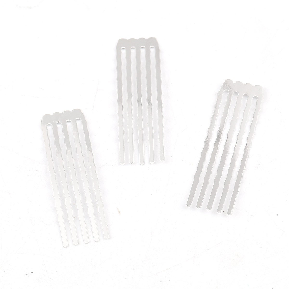 20 silver plated hair combs - nickel free - lead free - wedding bridal comb - 49mm x 15mm (1 7/8" x 5/8") - hair clip accessories  (0116215)