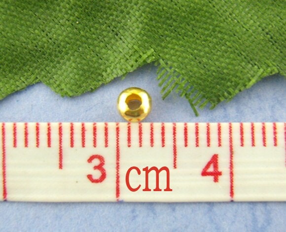 1000 gold plated round smooth beads - 3mm - gold spacer bead (01091)
