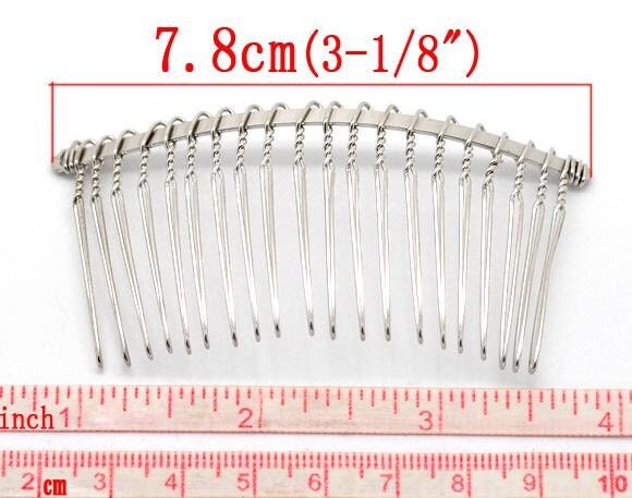 5 Silver Hair Combs - Nickel Free - Lead Free - Wedding Bridal Comb - 78mm x 38mm (3 inch x 1.5 inch) - Hair Clip Accessories  (17122)