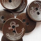Brown wooden button - anchor design - pea coat buttons - nautical button 2 holes - 20mm - wood buttons sewing scrapbooking 20mm (nna0zaa)