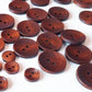 Chestnut brown wooden buttons - 25mm (1 inch) - 2 holes - round sewing wood buttons 25mm (1") (041020)
