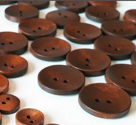 Brown wooden buttons - 25mm (1 inch) - 2 holes -  round sewing wood buttons 25mm